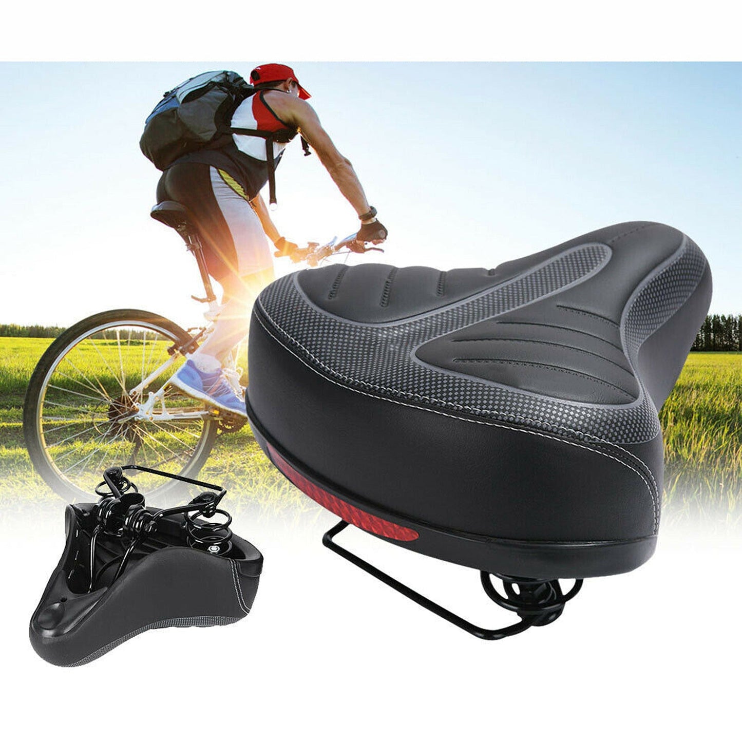 Bike Gel Cruiser Comfort Saddle Wide Soft Cushion Seat