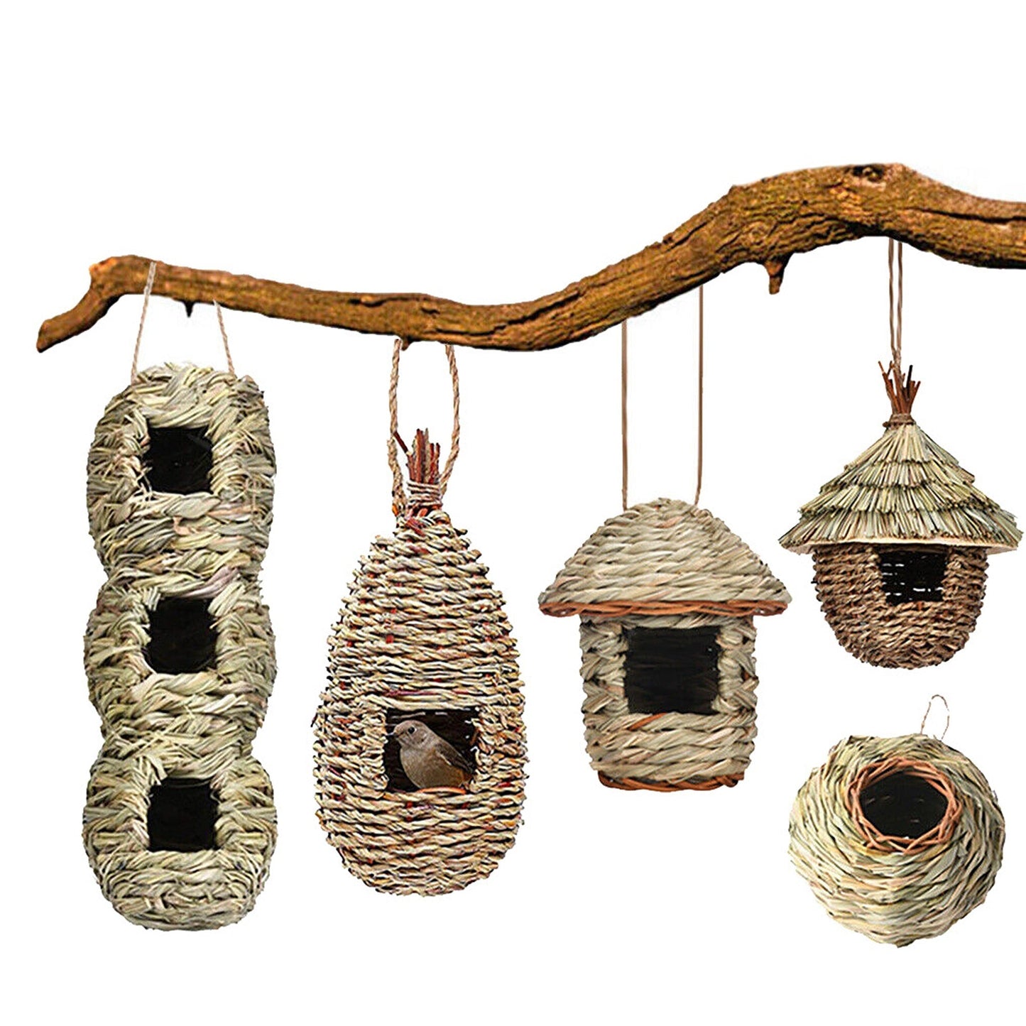 5pcs Grass Weave Canary Bird Nest Breeding Bed Box House