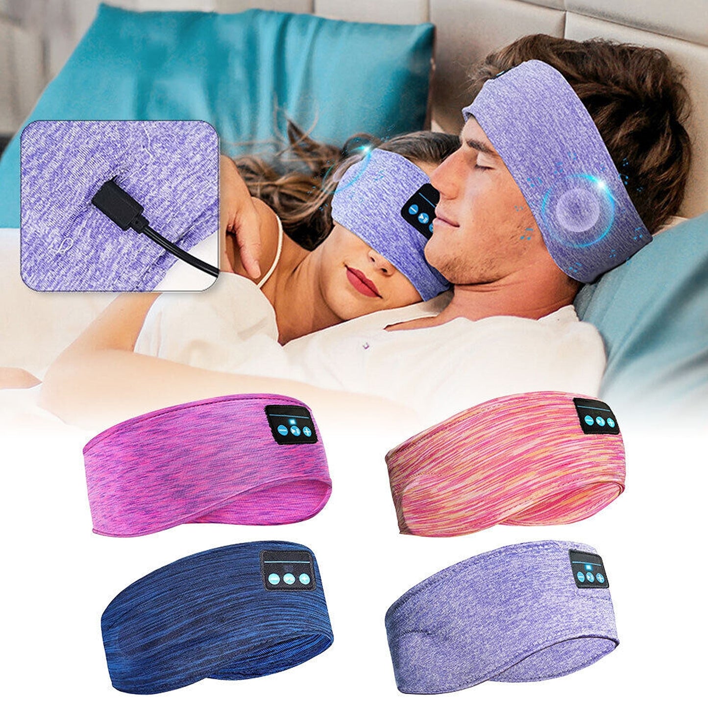 Sleep-Friendly Bluetooth Headphones in Headband with Detachable Speaker