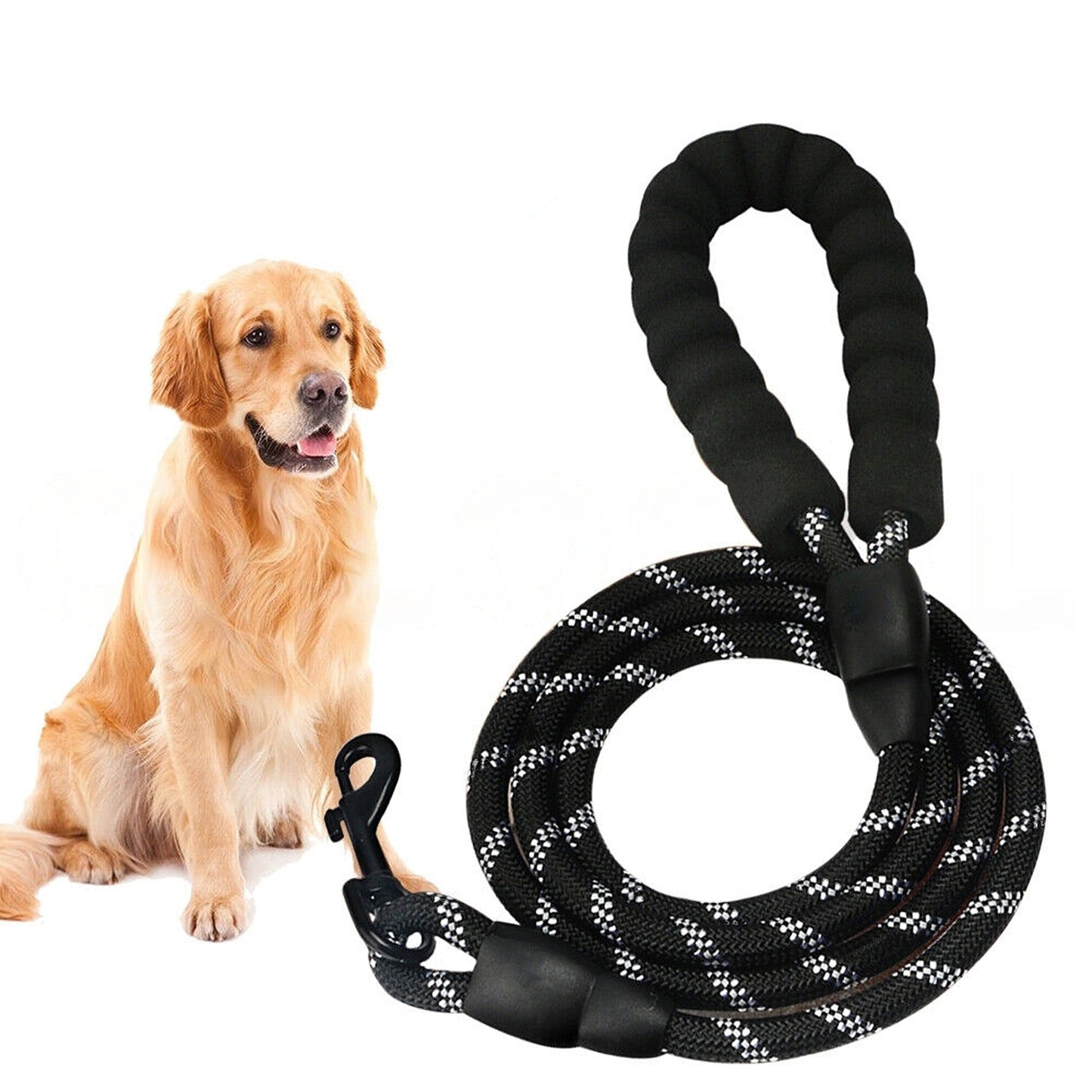 Black Heavy Duty Nylon Dog Training Leash Strong Rope Recall Lead