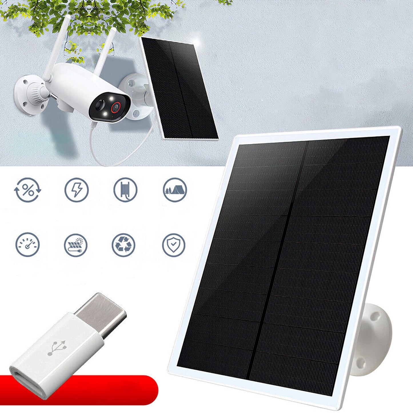 6W Output Micro USB Solar Panel for Outdoor Security Cameras