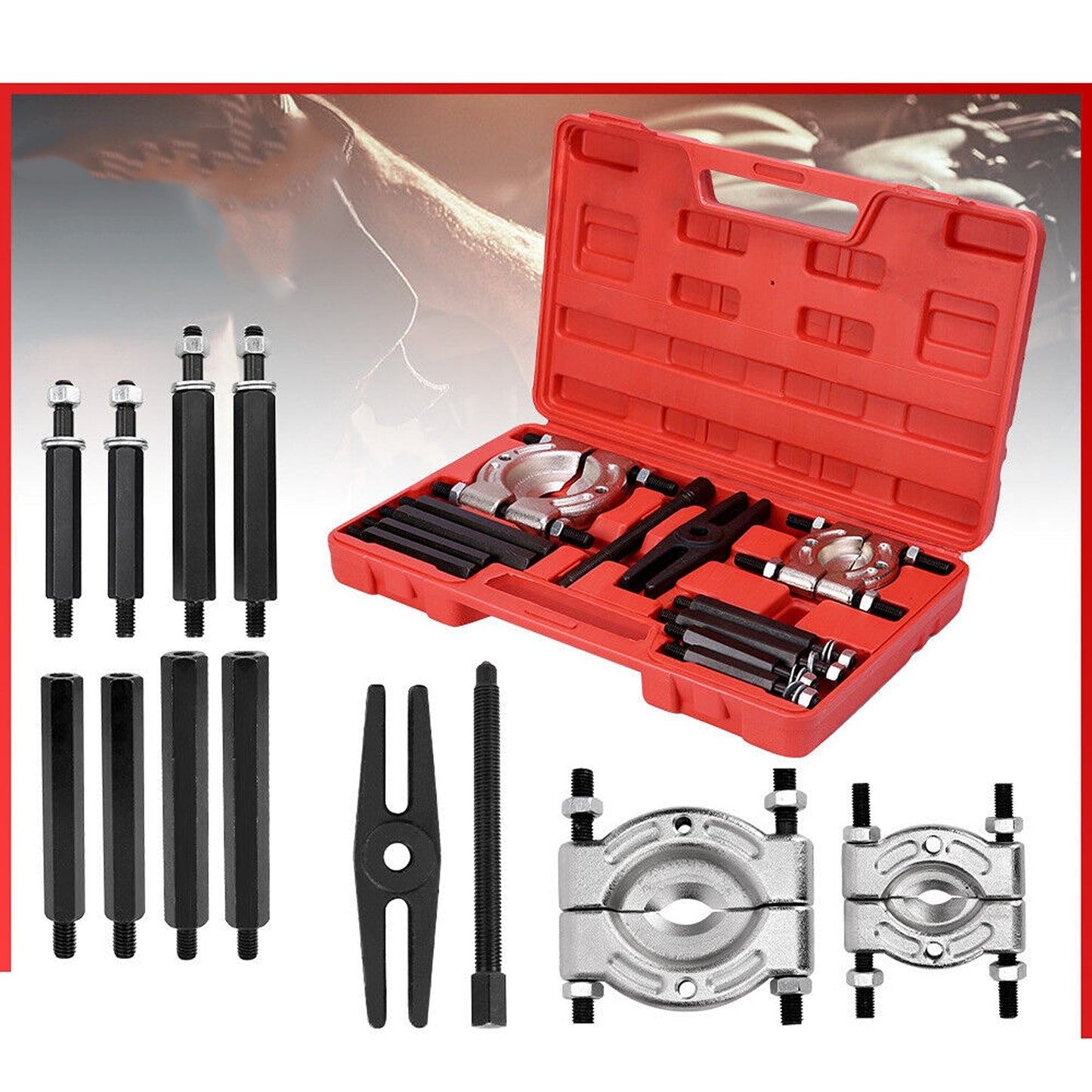 12pcs Bearing Puller Separator Set with Extension Bars for Automotive Repair