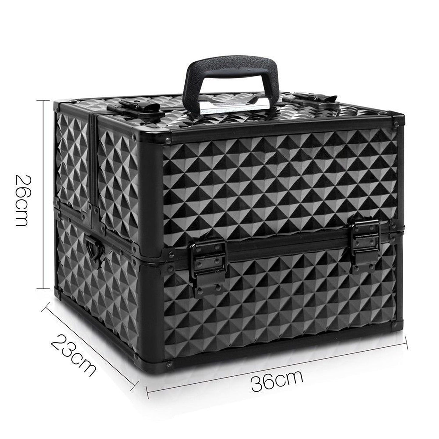 Portable Diamond Pattern Beauty Makeup Cosmetic Case with Carry Strap