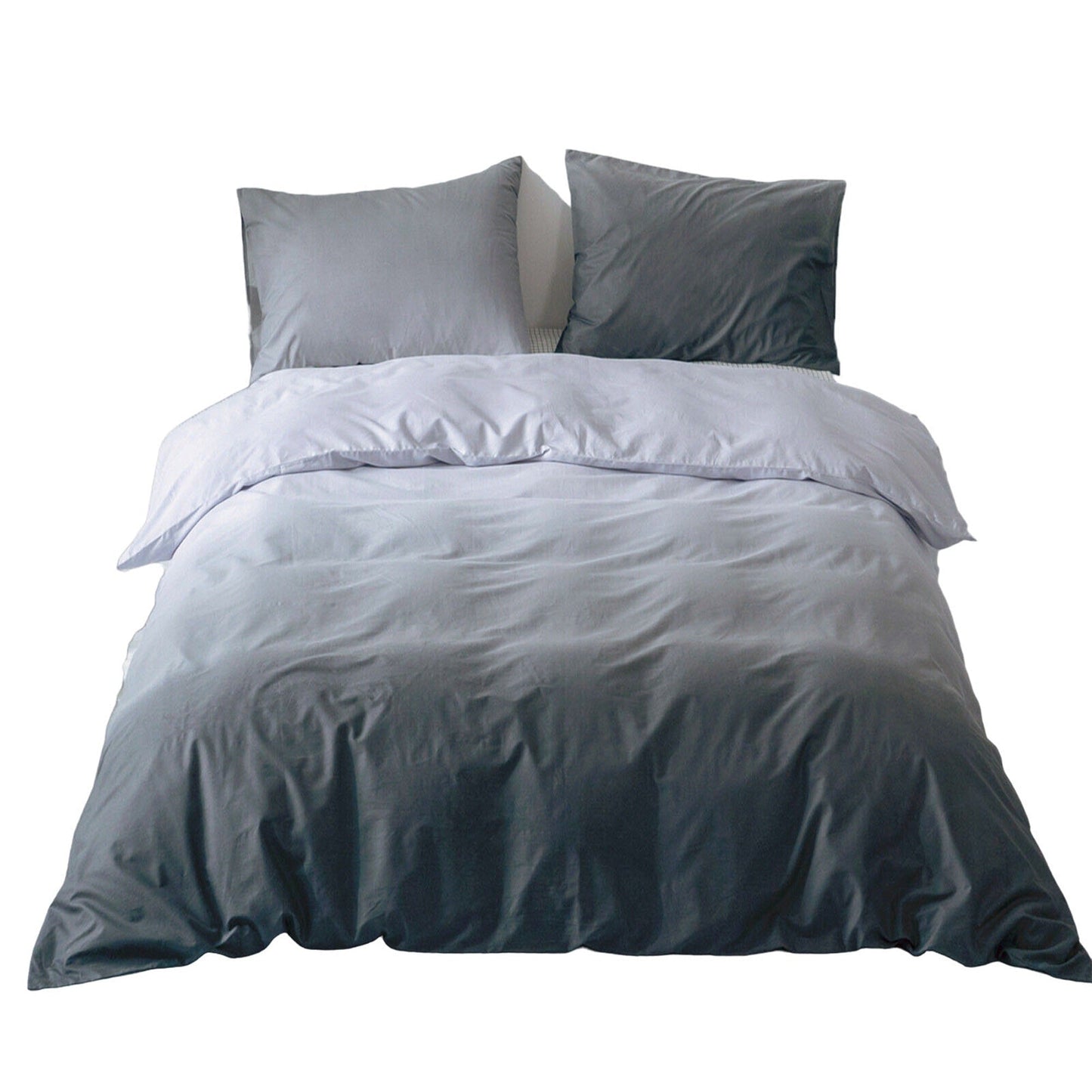 Gradient Grey Quilt Duvet Cover Set Bedding for Queen King Size