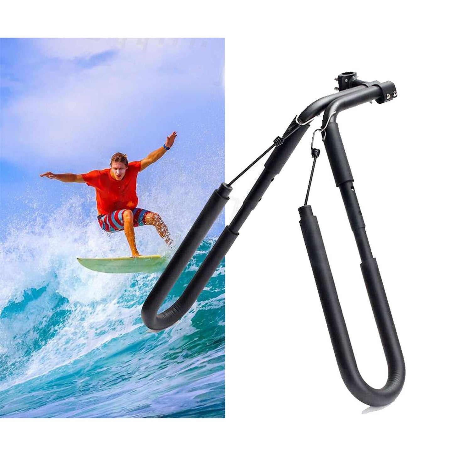 Surfboard Bicycle Carrier Side Mounted Rack for Longboard and Kiteboard - 20kg