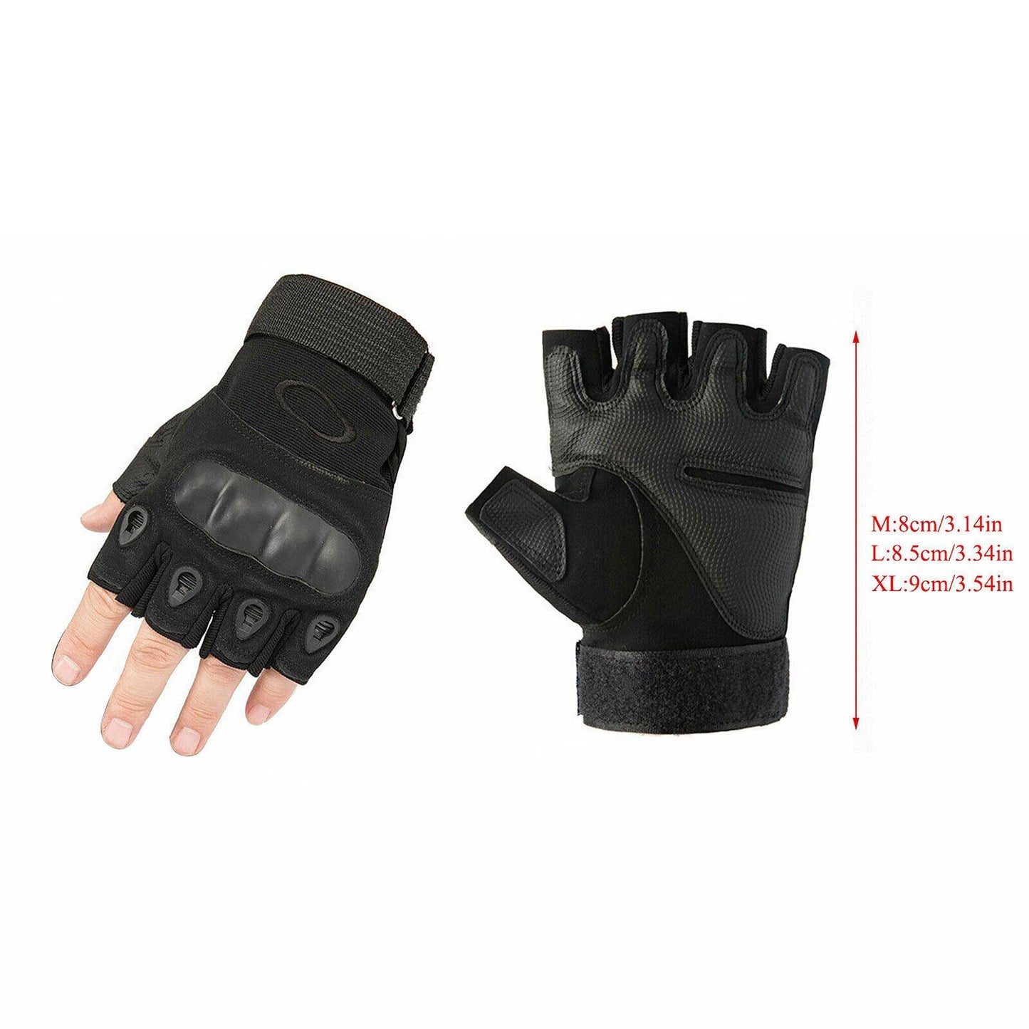 Black Tactical Fingerless Sport Gloves Leather Motorcycle Combat Outdoor