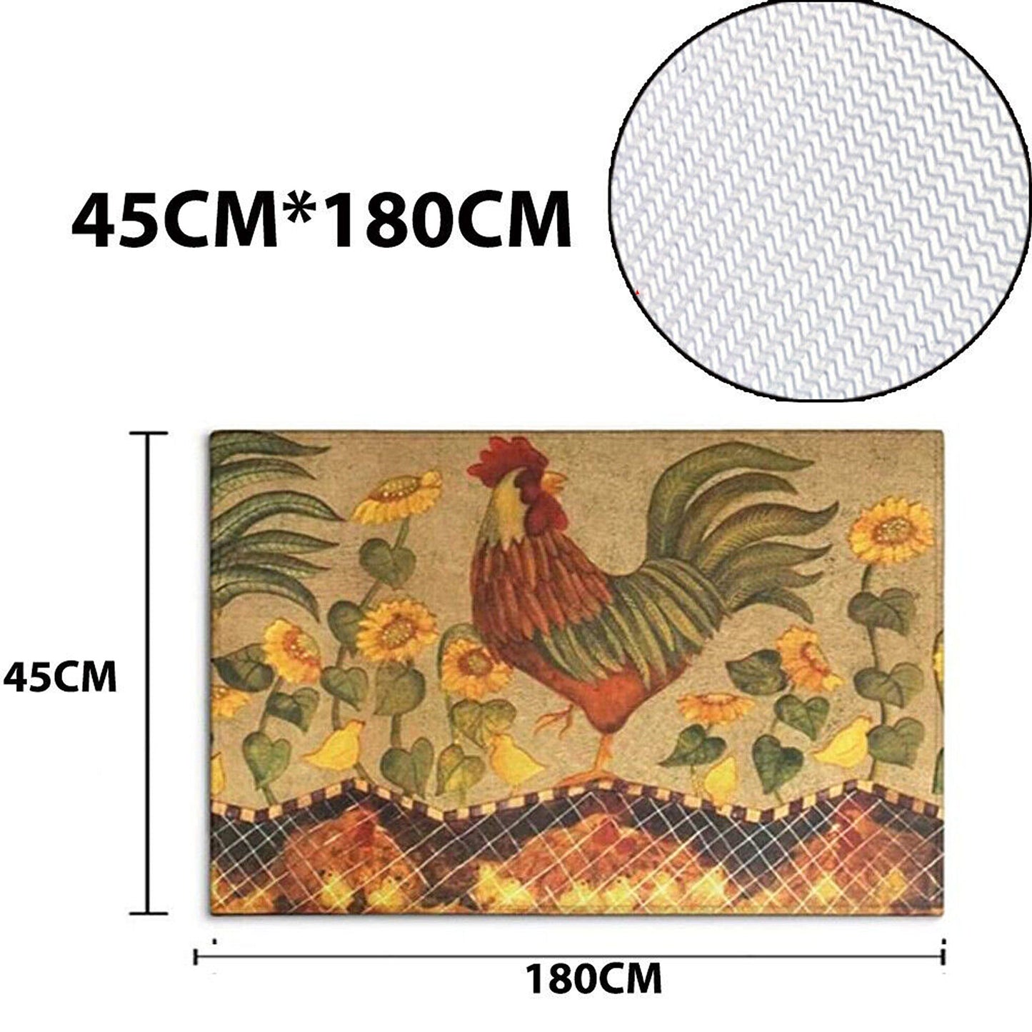 Idyllic Rooster Pattern Comfort Kitchen Mat Set with Rubber Back