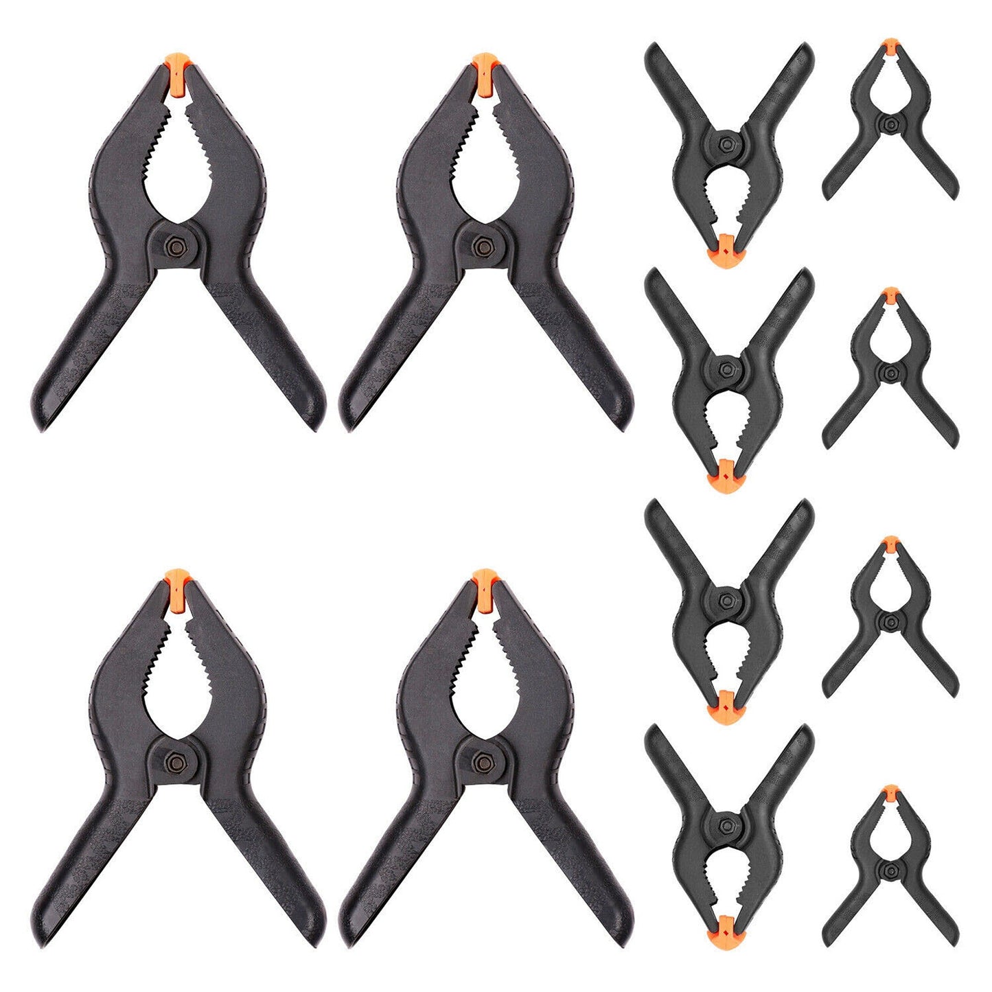 Set of 12 Nylon Quick Grip Spring Clamps for DIY and Heavy Duty Use