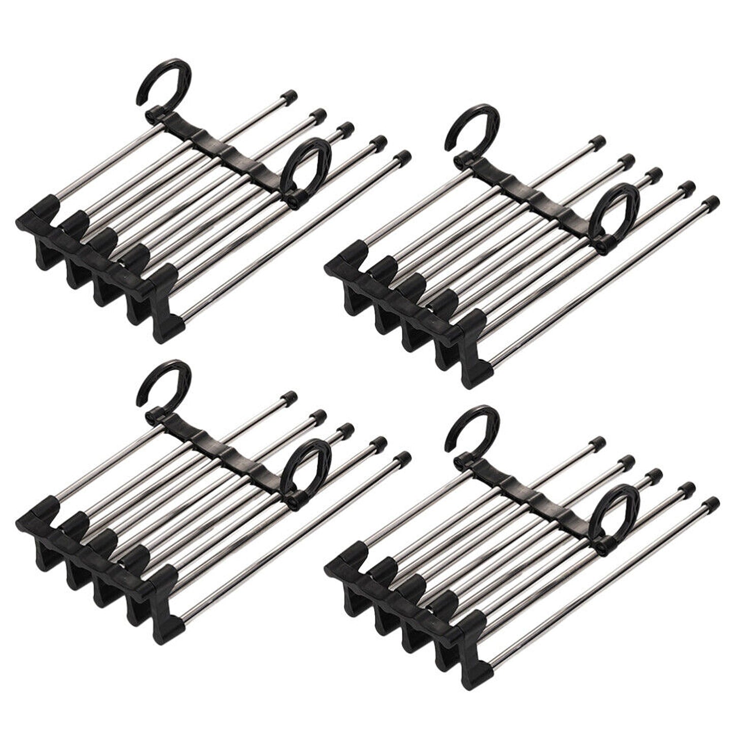 4pcs Stainless-Steel Multi-functional Pants Rack Magic Wardrobe Hanger
