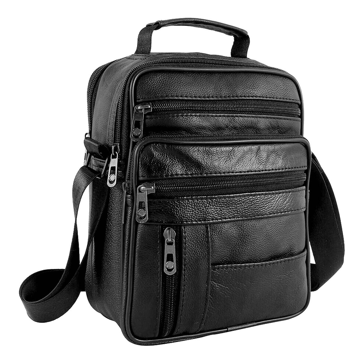 Men Genuine Leather Crossbody Bags Business Shoulder Messenger Backpack