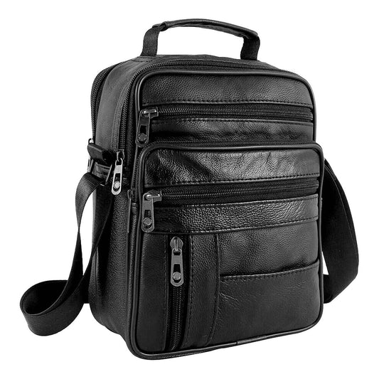 Men Genuine Leather Crossbody Bags Business Shoulder Messenger Backpack