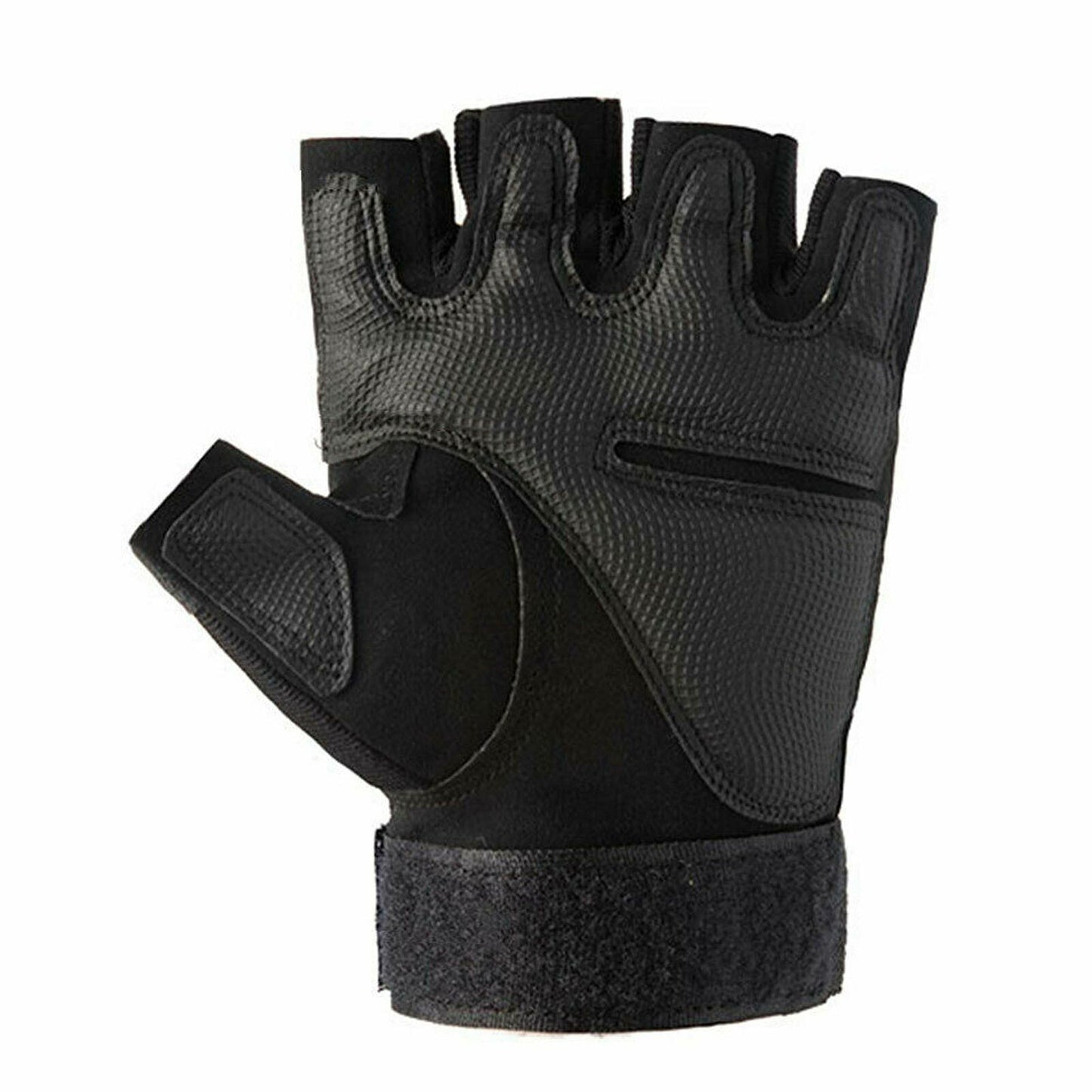 Black Tactical Fingerless Sport Gloves Leather Motorcycle Combat Outdoor