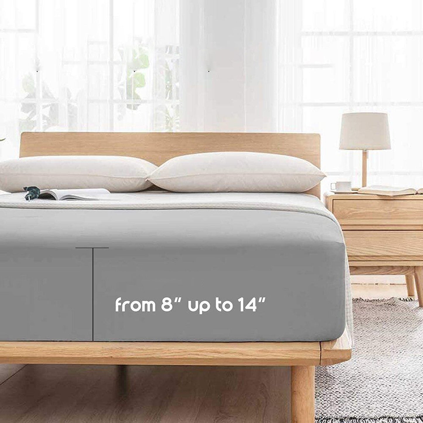 Silver Ultra Soft Deep Fitted Sheet Set with Pillowcases