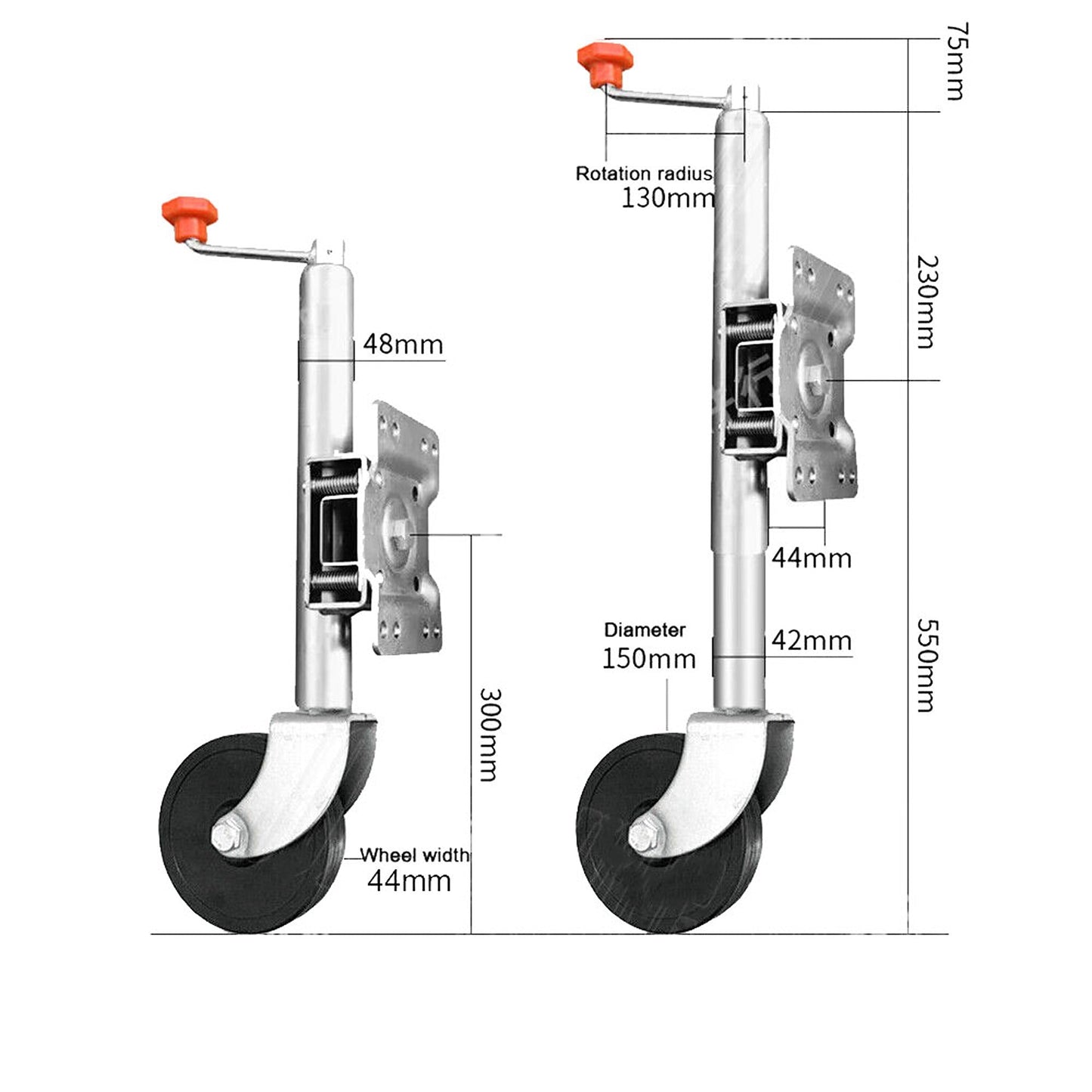 Swivel Swing Up Trailer Jockey Wheel with 1000LBS Capacity U-bolts