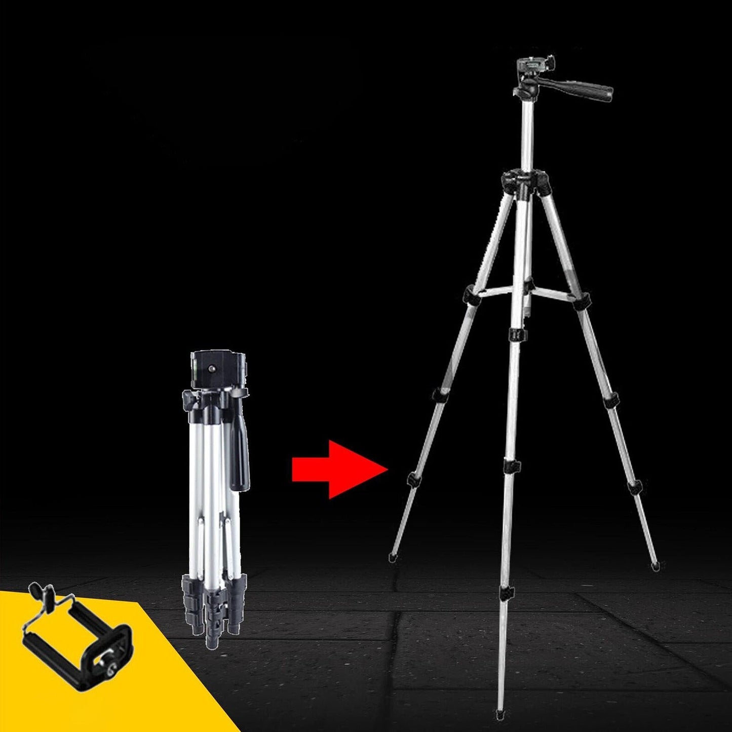 Adjustable Tripod Camera Stand for iPhone and Samsung with Mount Holder