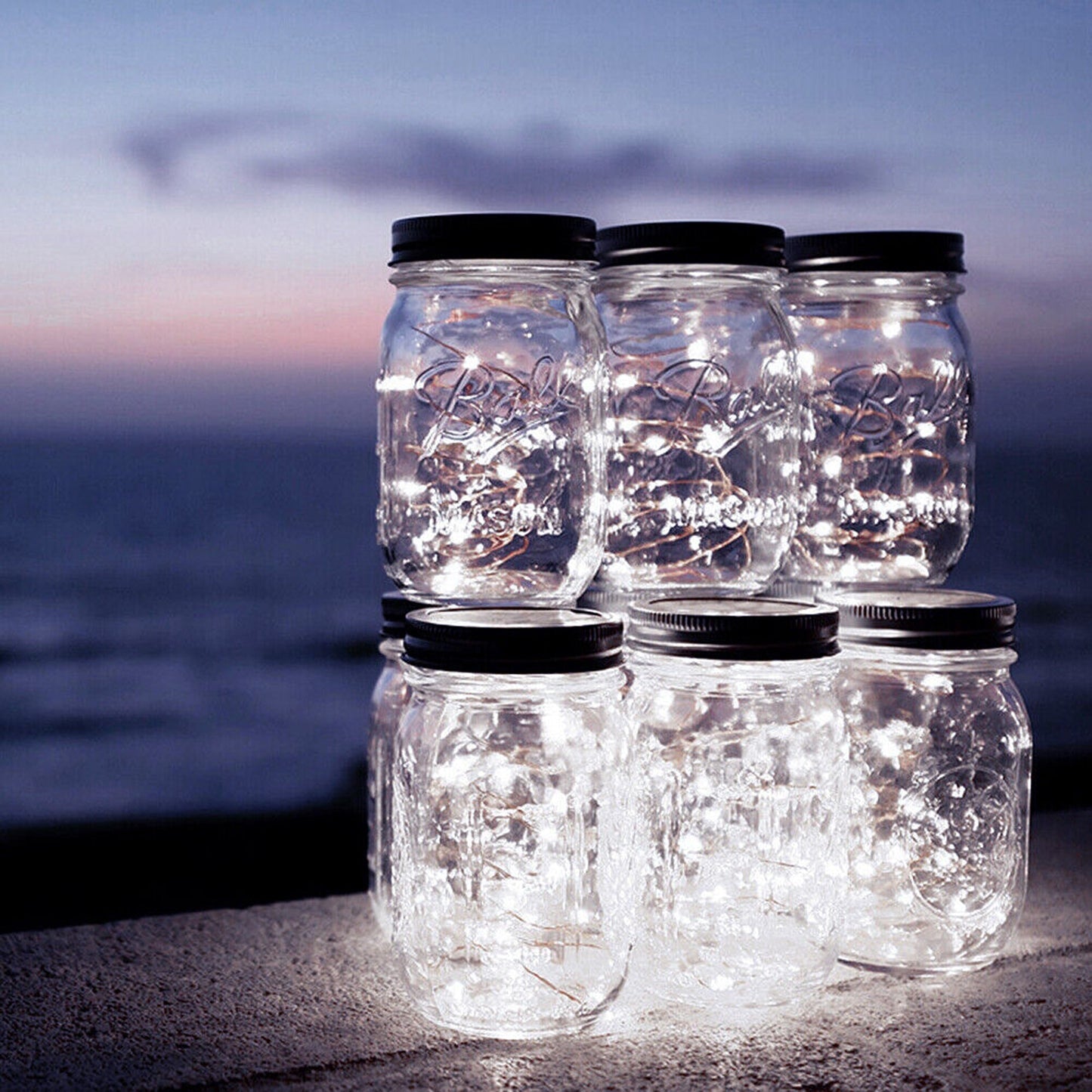 Outdoor Solar Powered Mason Jar Fairy Lights Garden Wedding Decor Lamp