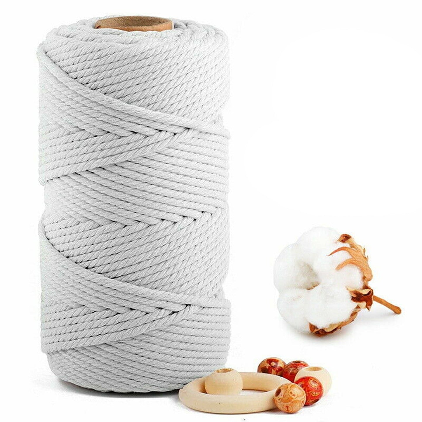 White Craft Macrame Twisted Cotton Artisan Rope Weaving Wire