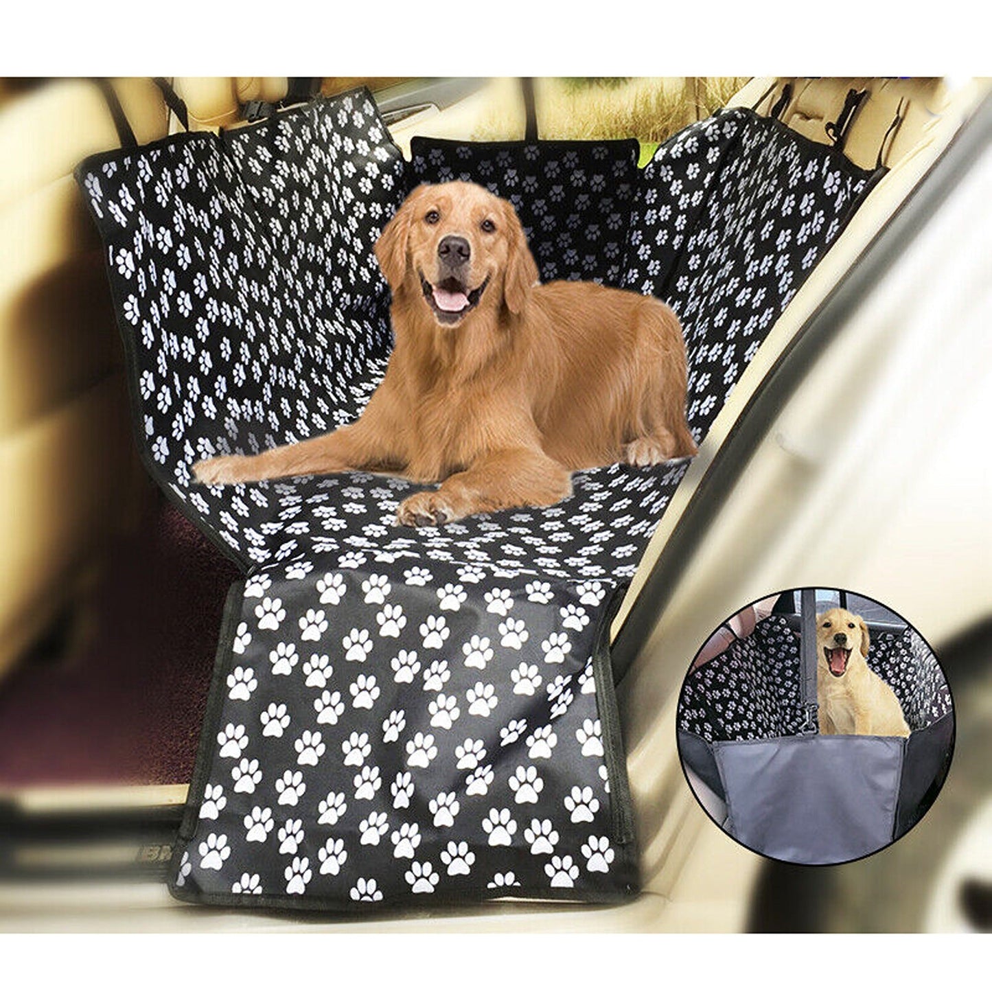 Waterproof Pet Car Seat Cover Non-Slip Hammock Style Protector for Rear Seats