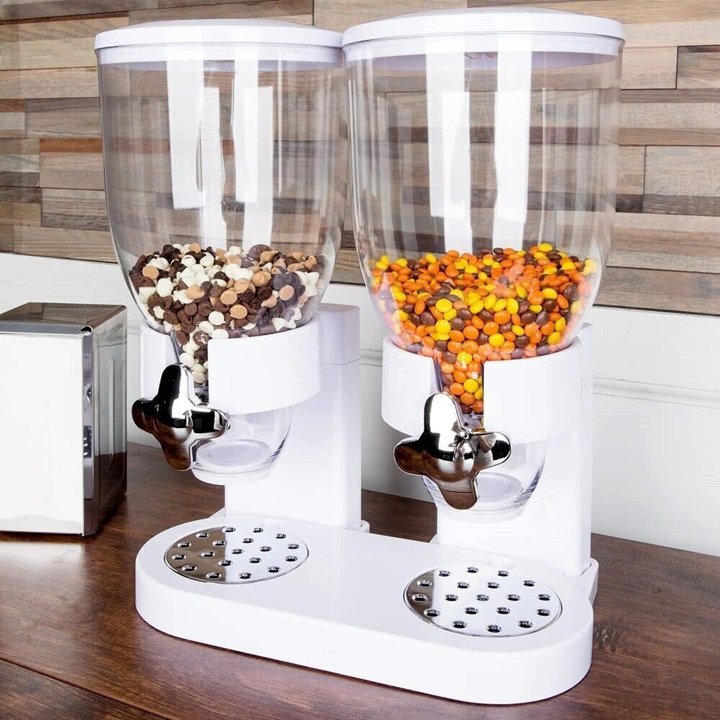 Double Compartment Cereal Dispenser for Dry Grains and Food Storage