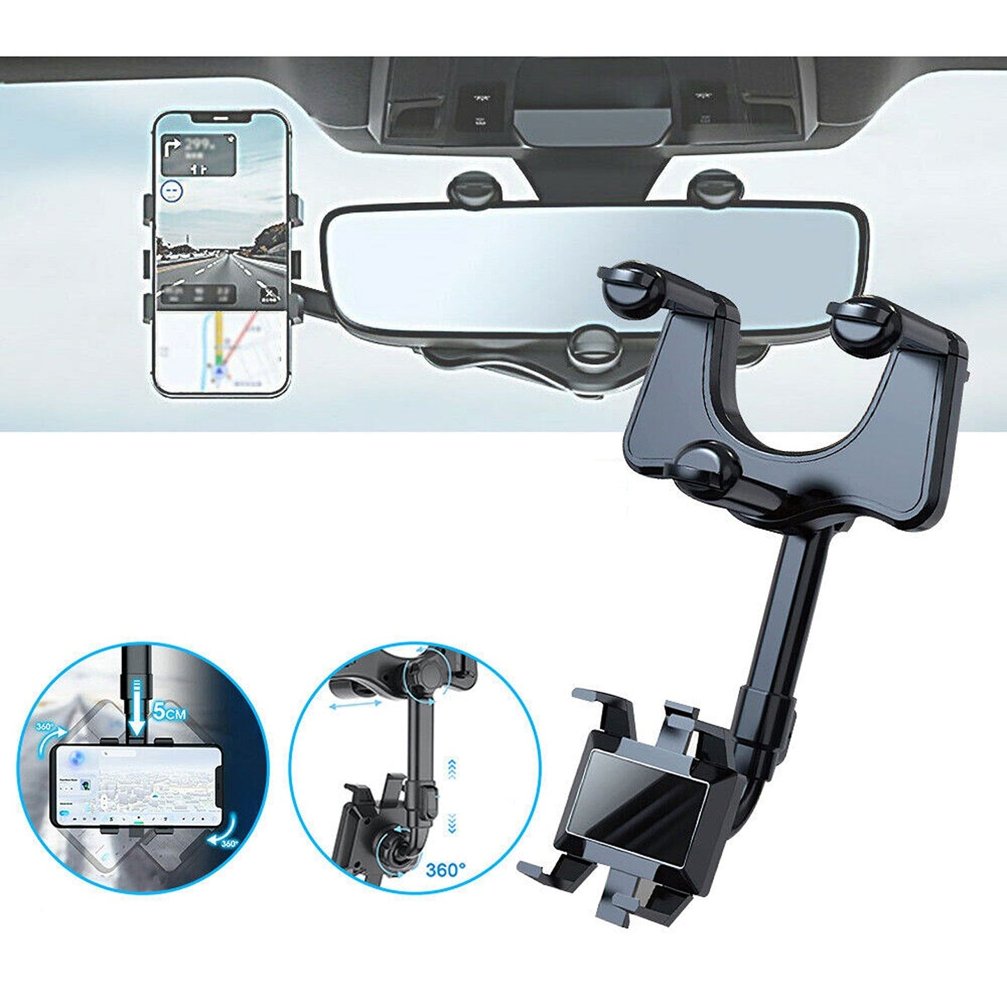 Universal Rotatable Car Phone Holder Rearview Mirror Mount Bracket