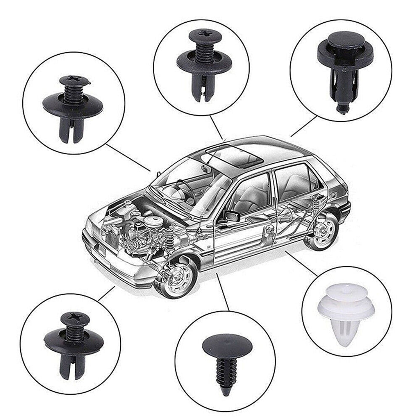 626pcs Auto Panel Bumper Plastic Fastener Retainer Car Trim Body Clips Kit Rivets