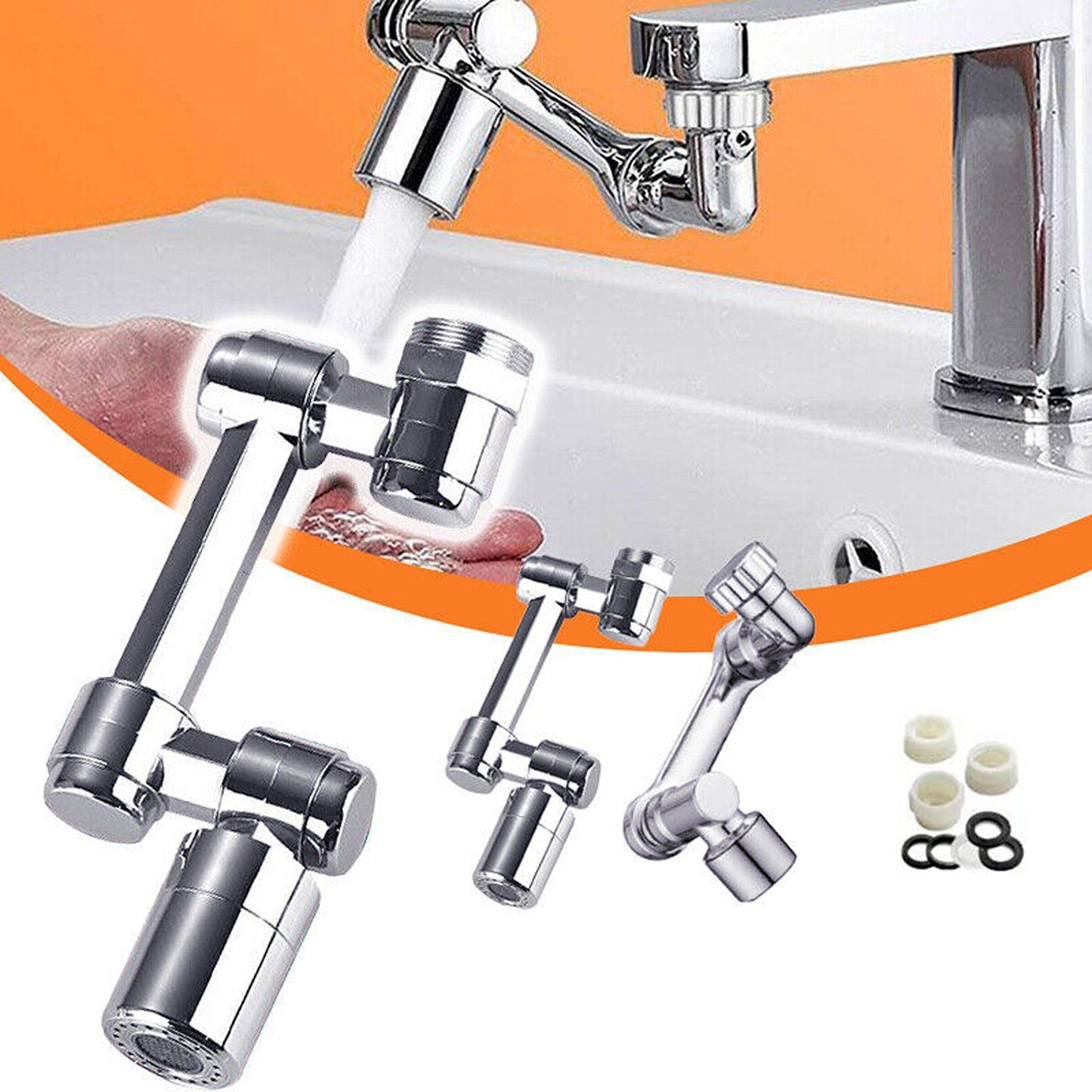 1080-Degree Rotatable Faucet Aerator with Extendable Arm for Kitchen Sinks