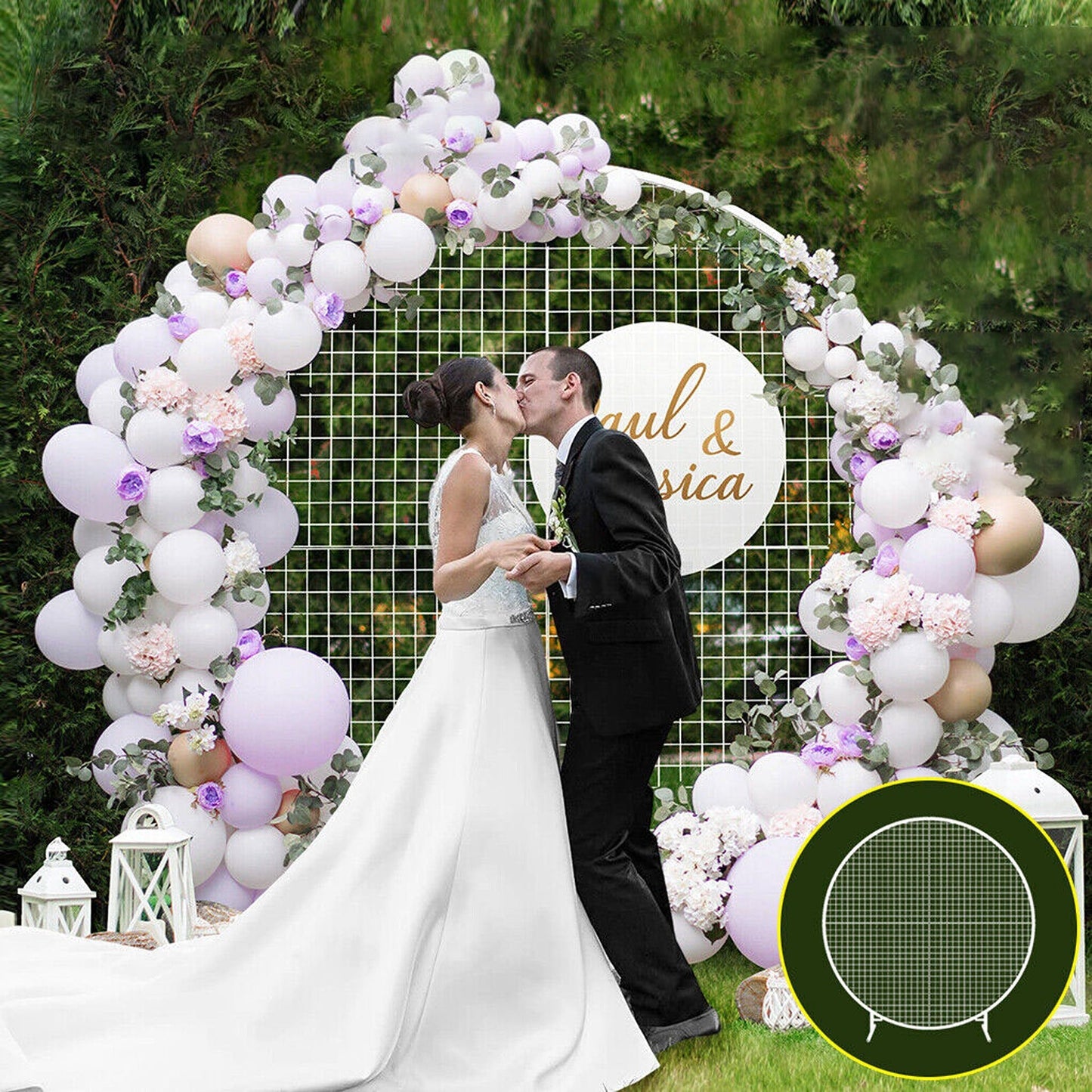 Round Mesh Arch Flower Display Stand for Wedding Parties