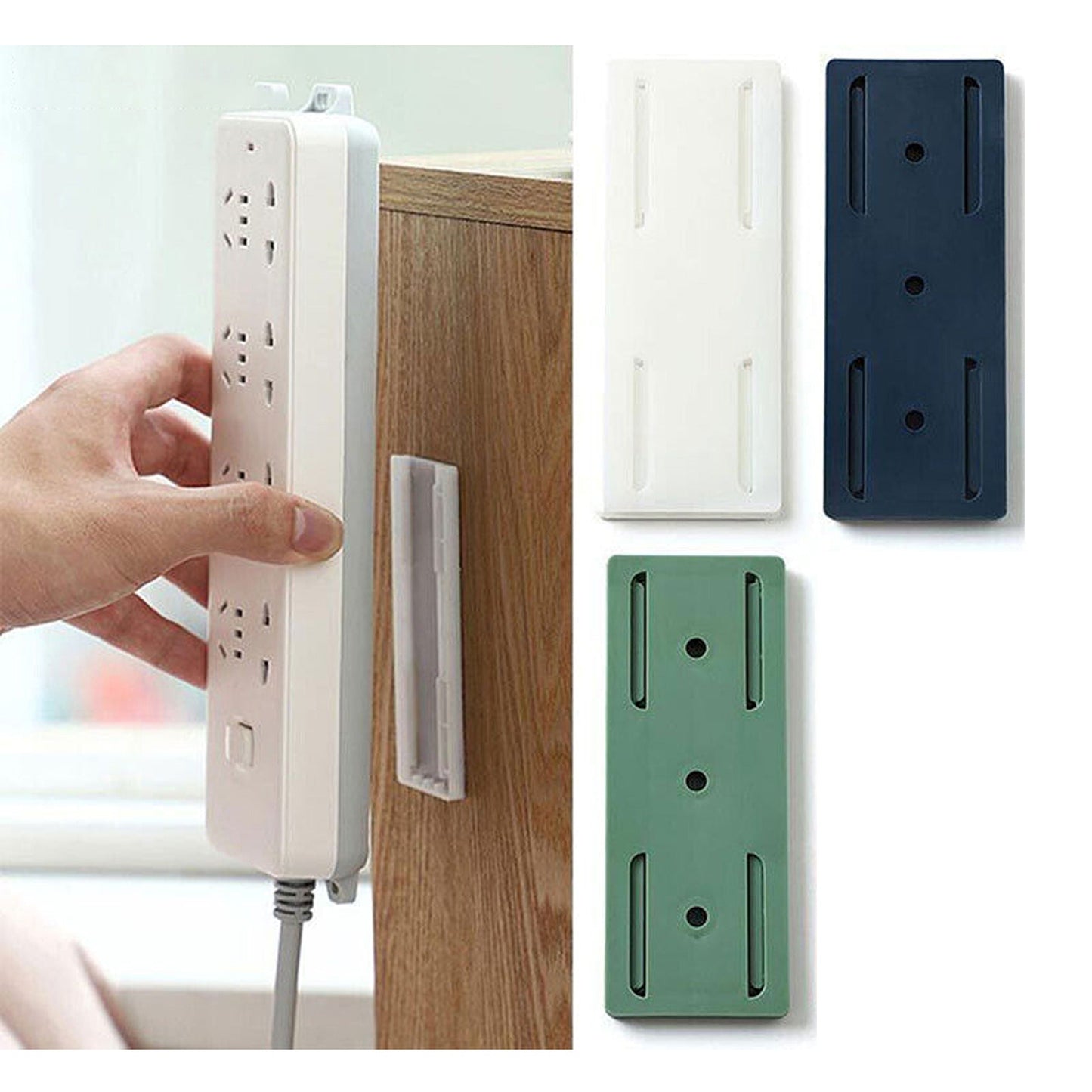Self-Adhesive Wall-Mount Power Strip Fixer and Plug Organizer