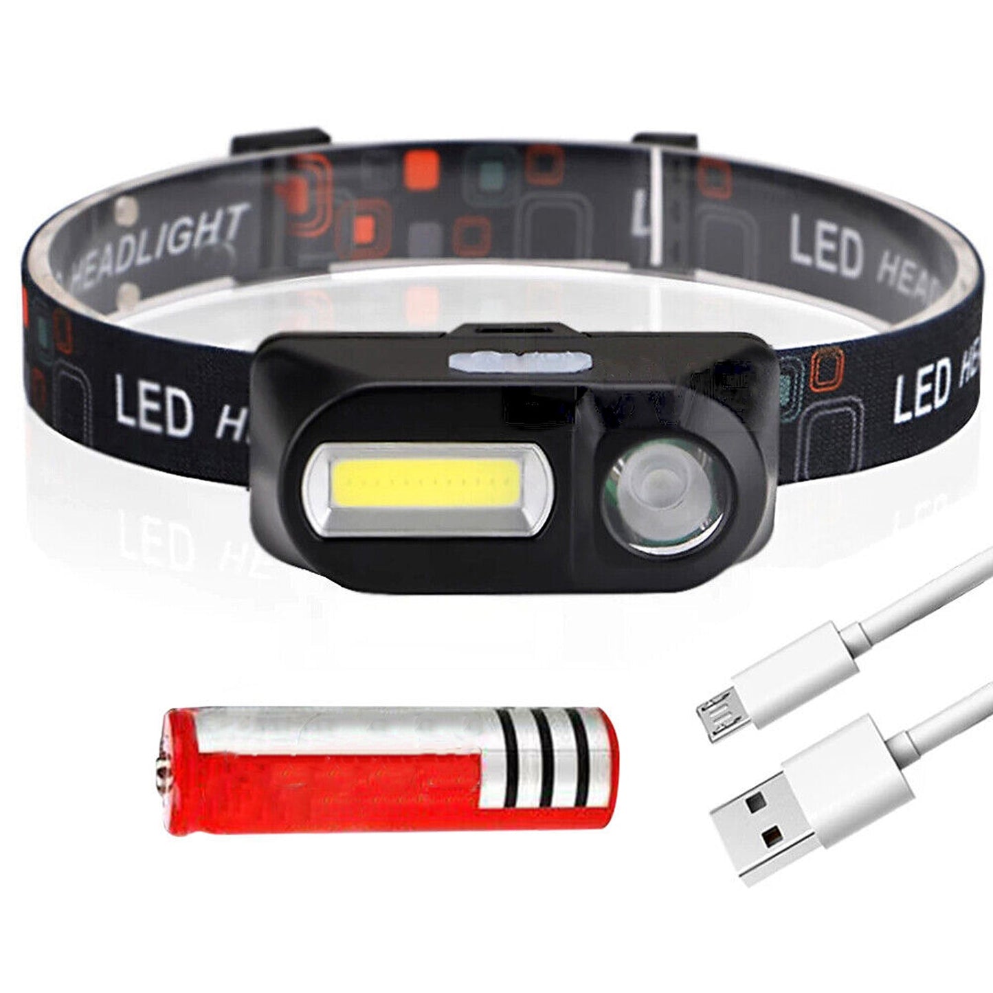 Waterproof Head Torch Super Bright LED USB Rechargeable