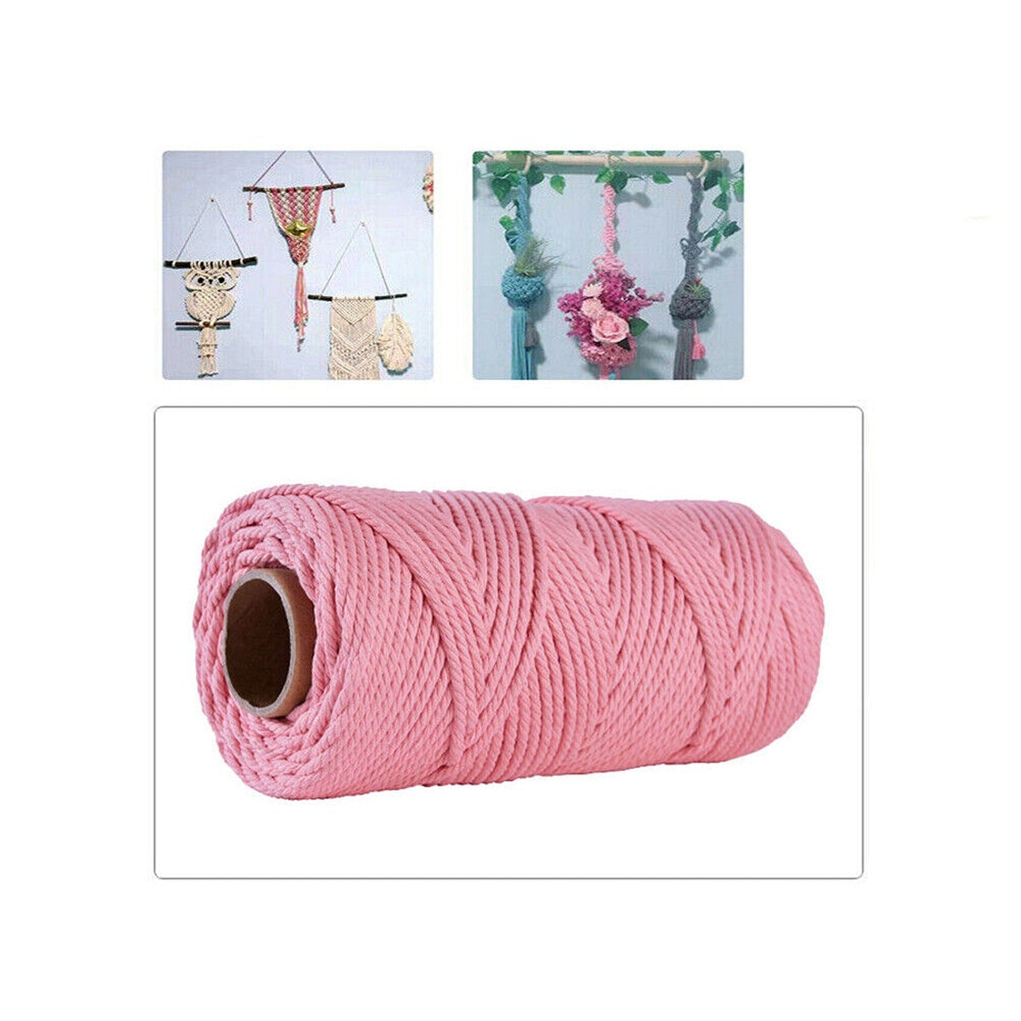 Pink Craft Macrame Twisted Cotton Artisan Rope Weaving Wire