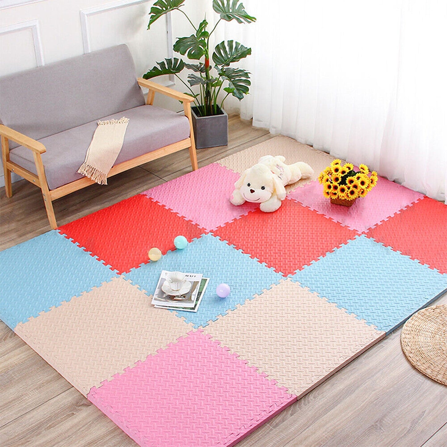 4pcs Gym Floor Mats EVA Foam Interlocking Heavy Duty Puzzle