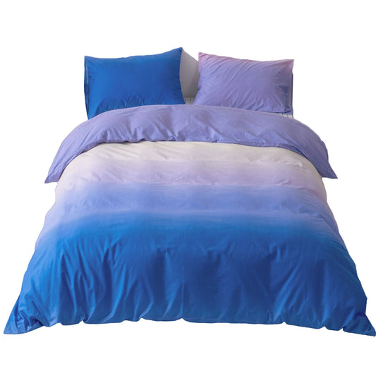 Gradient Blue Purple Quilt Duvet Cover Set Bedding for Queen King Size