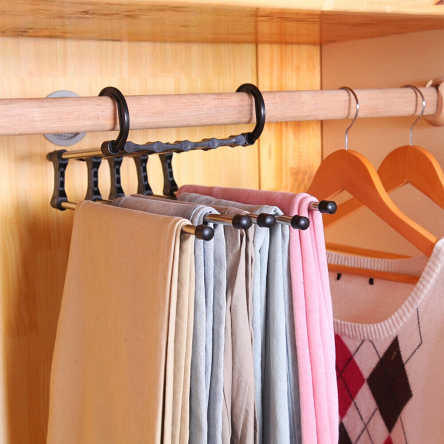 4pcs Stainless-Steel Multi-functional Pants Rack Magic Wardrobe Hanger