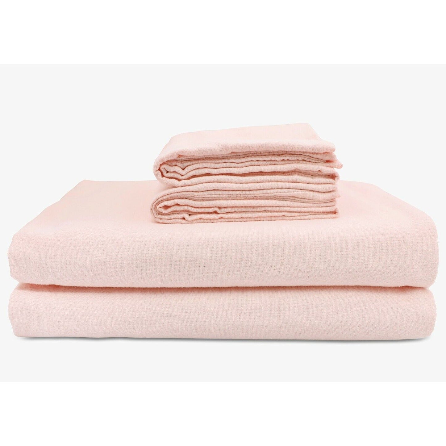 Rose Pink Cotton Flannelette Sheets Set with Standard Pillow Case Single Double Queen King