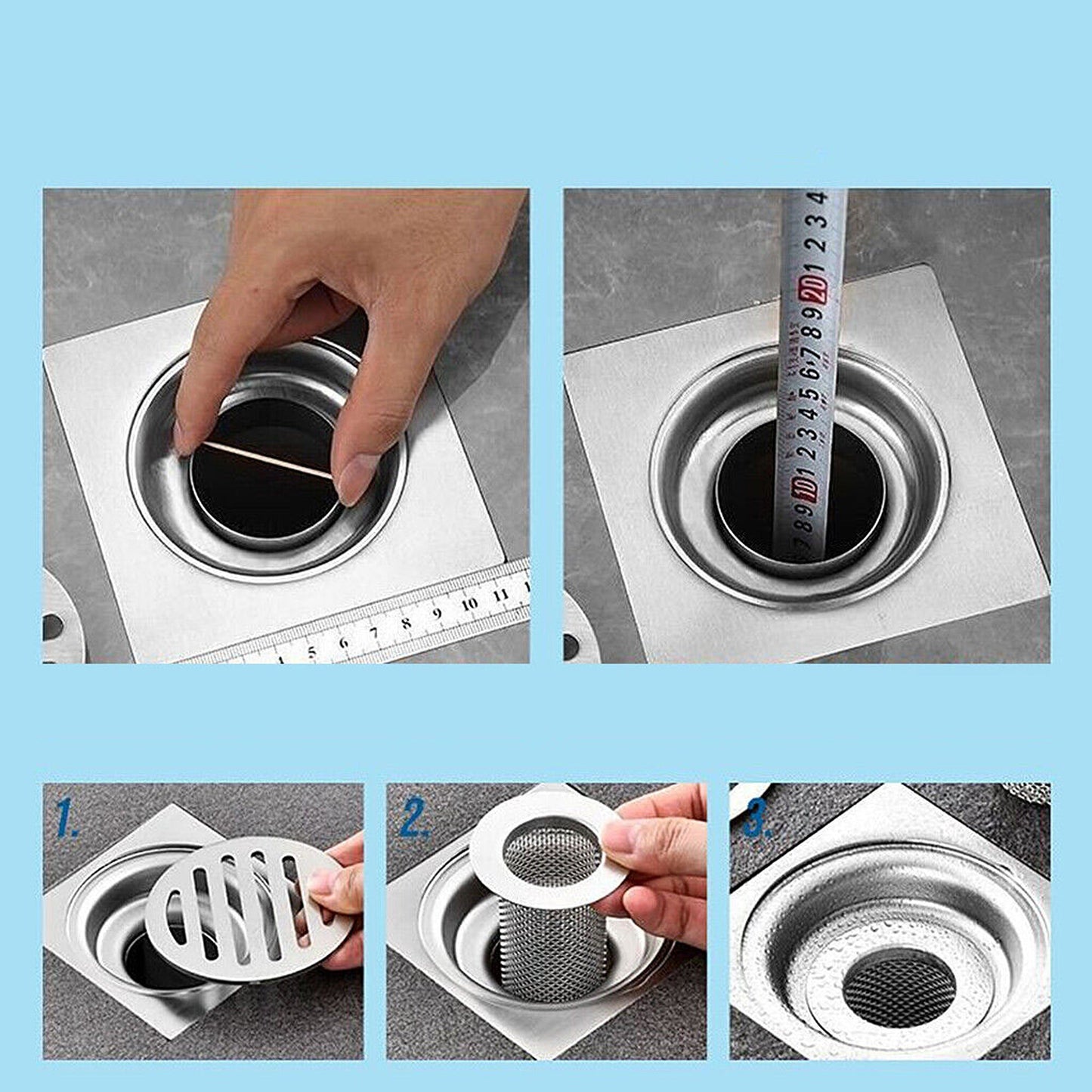 Anti-Blocking Drain Filter Hair Catcher for Bathroom Floor