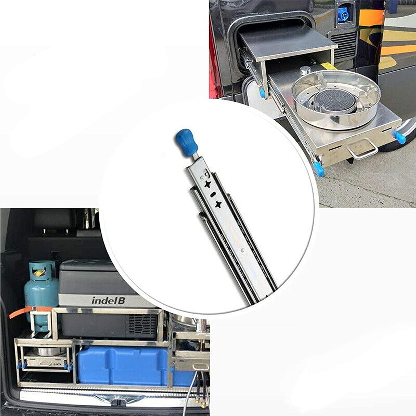 2pcs Heavy Duty 125KG Locking Drawer Slides for Trailers - Extendable 500-2000mm
