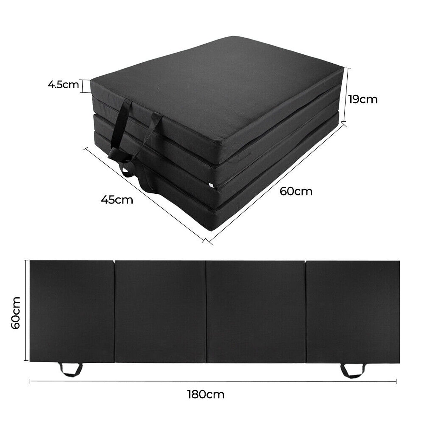 Foldable Gym Mat 180cm 4-Fold Exercise Flooring for Yoga and Dance Pilates