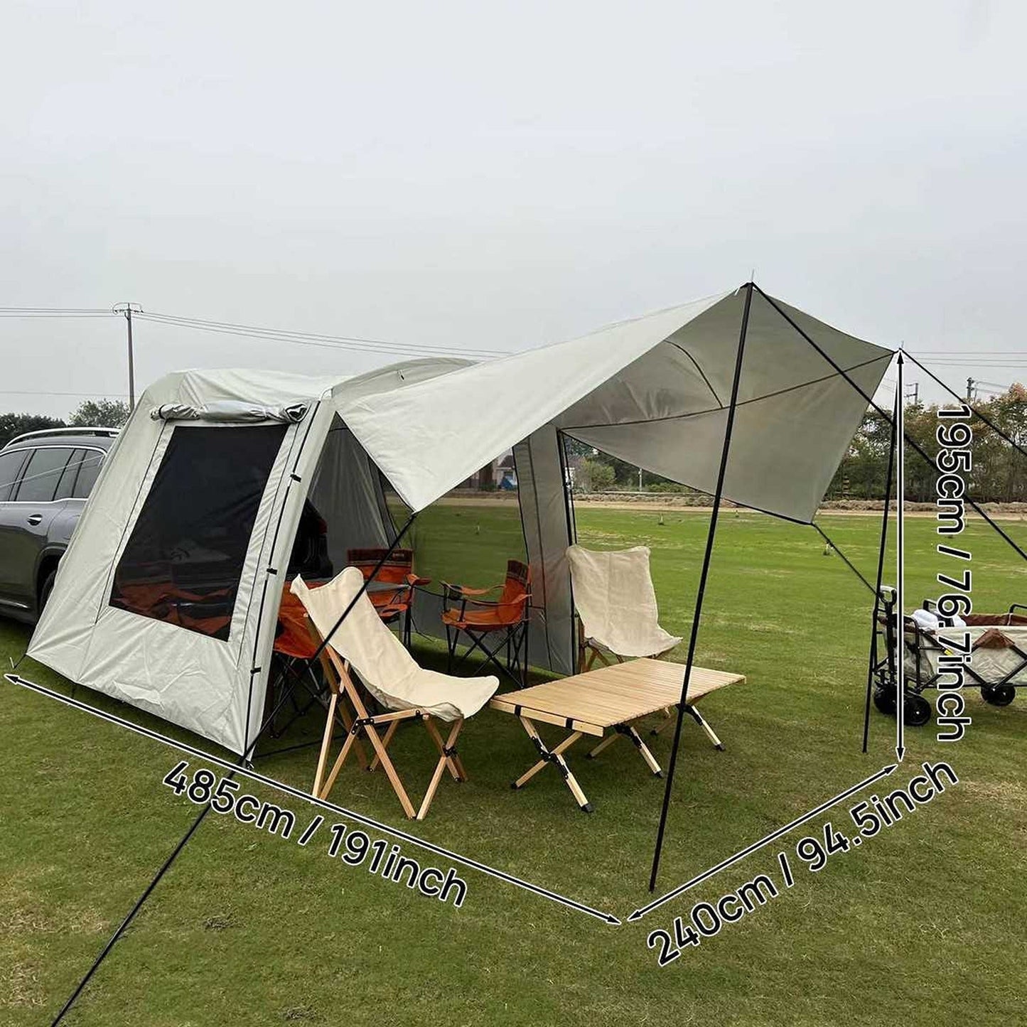 SUV Camping Tent Waterproof Rear Car Trunk Tent for 3-4 People