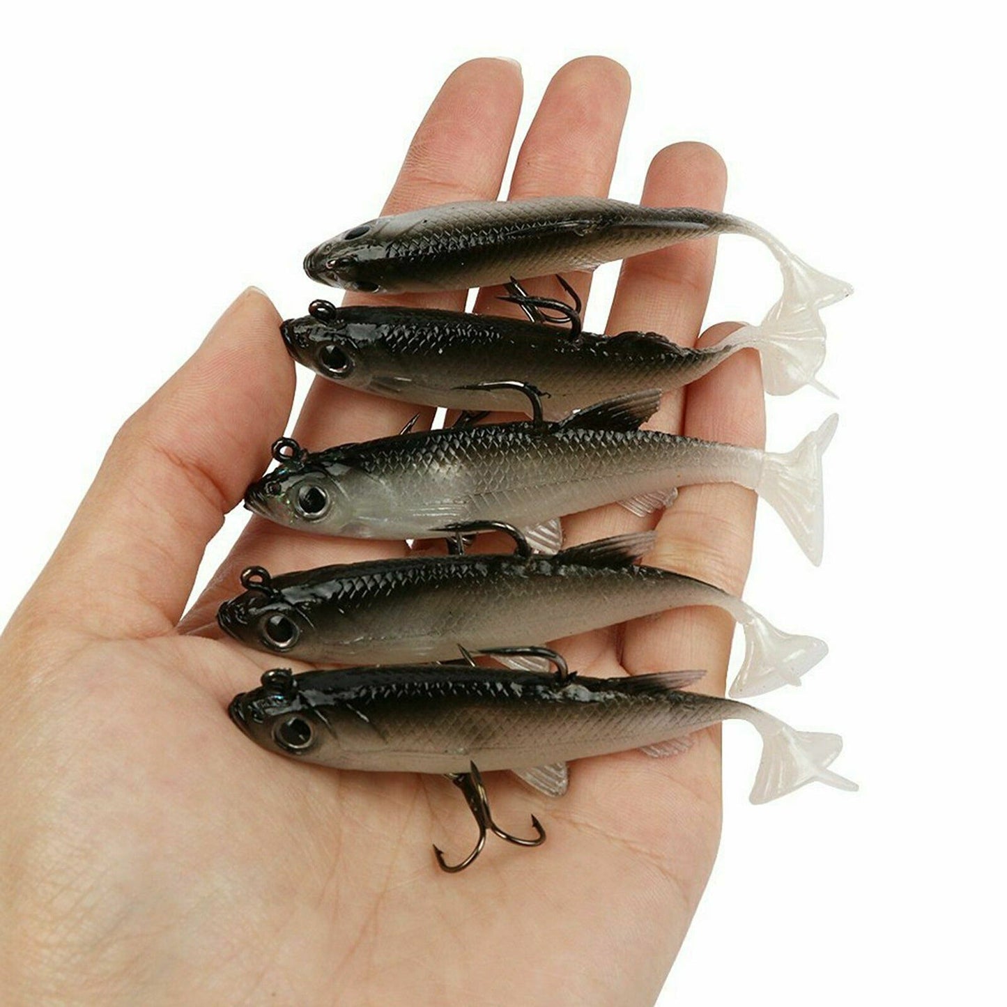 Barra Cod Fishing Lures Soft Plastic Vibe with Jig Heads - 5 Pack