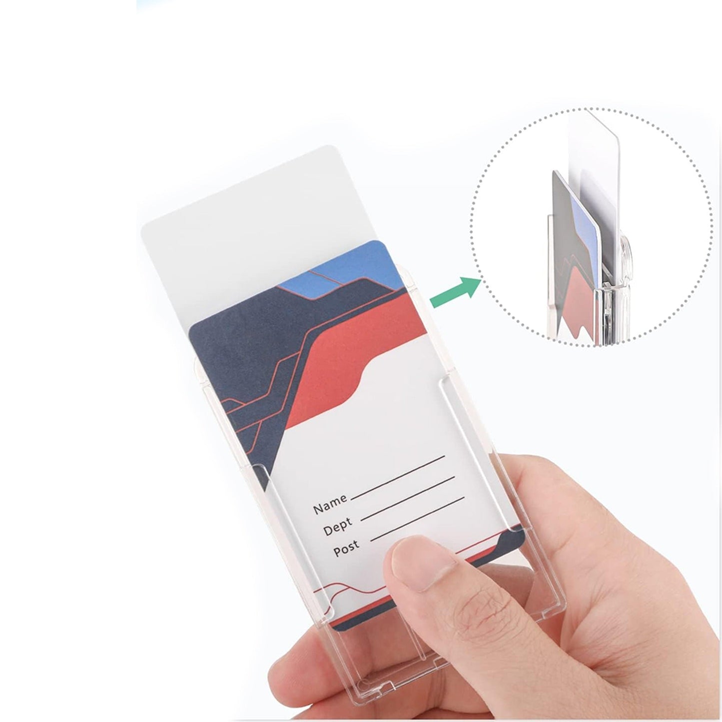 5pcs Double Side ID Card Holder Lanyard Hard Plastic Badge Business Work Pouch