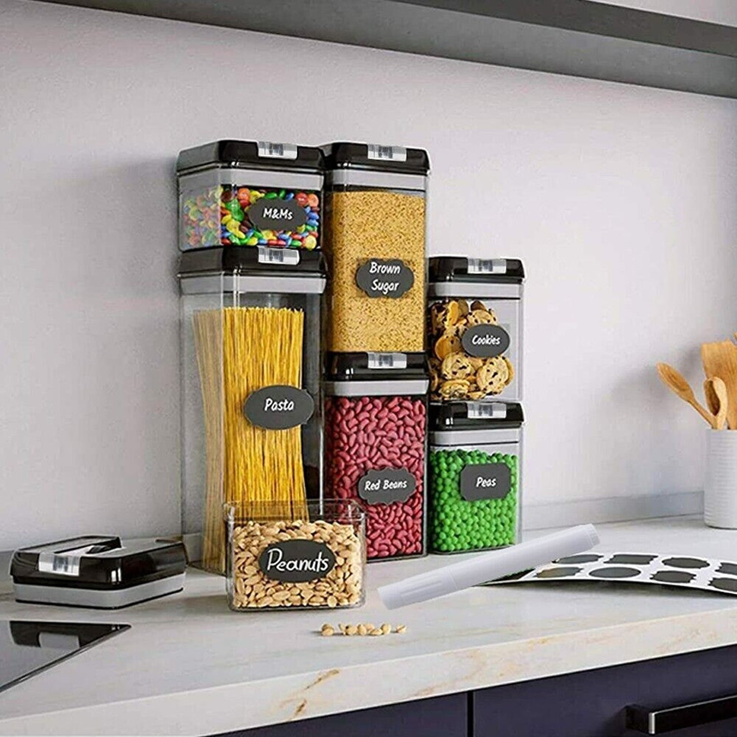 14-Piece Kitchen Pantry Organization Set Airtight Food Storage Containers