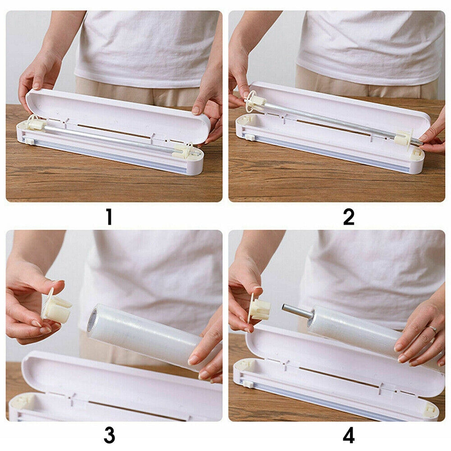 Kitchen Wrap Dispenser with Plastic Cutter for Foil and Cling Film