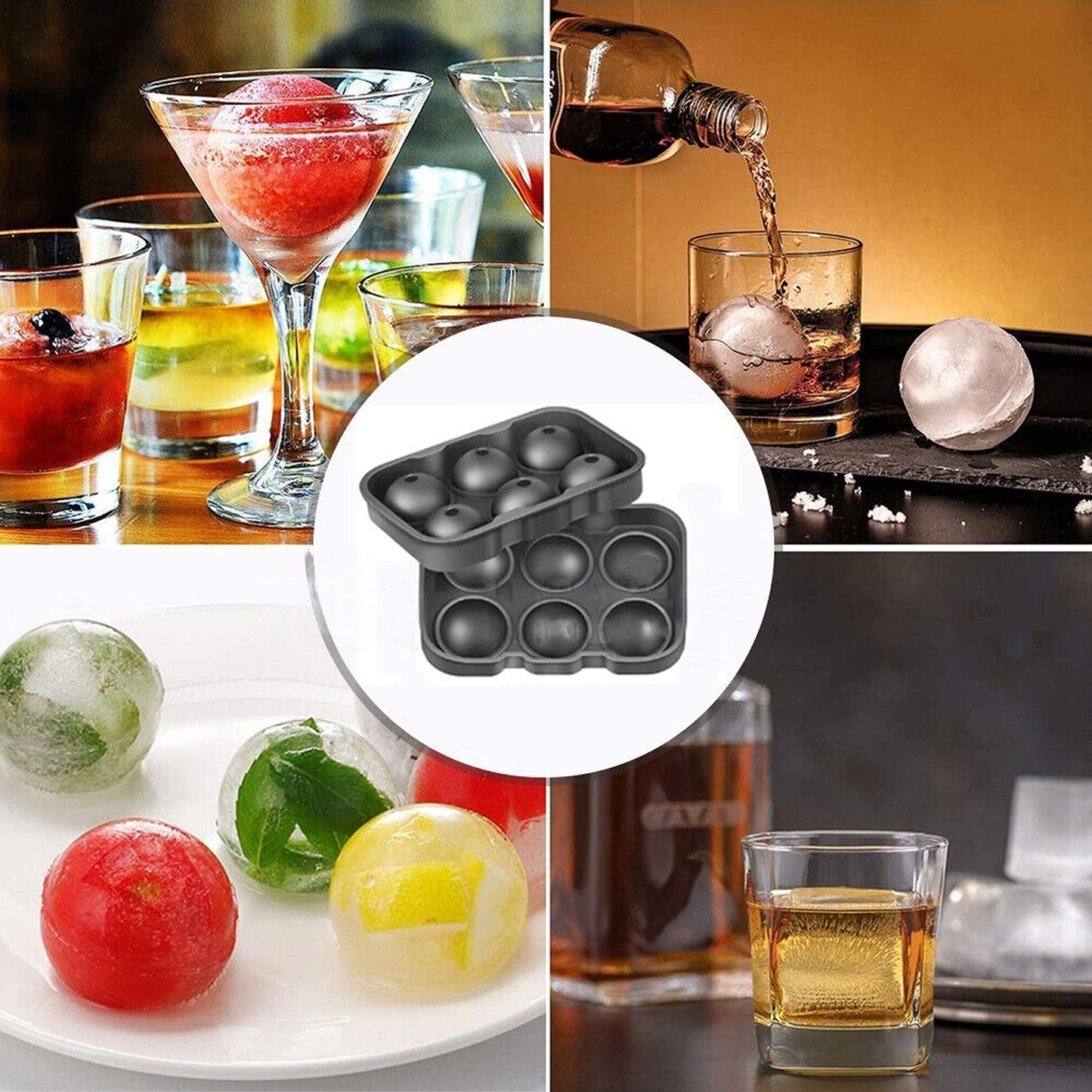 Whiskey Ice Sphere Mould Large Round Silicone Tray Ball Maker
