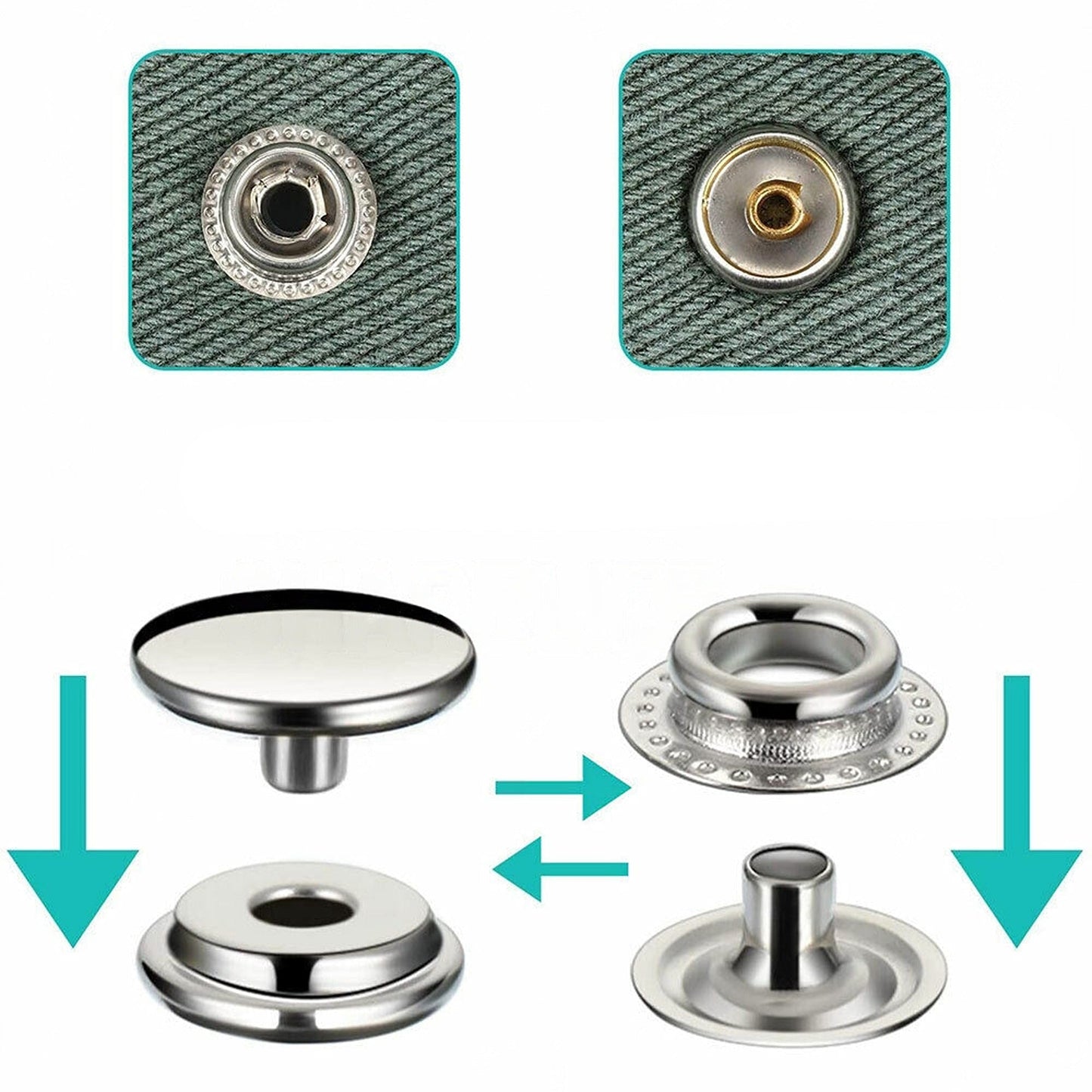 Snap Fastener Kit for Marine Boat Canvas Stainless Steel Press Studs