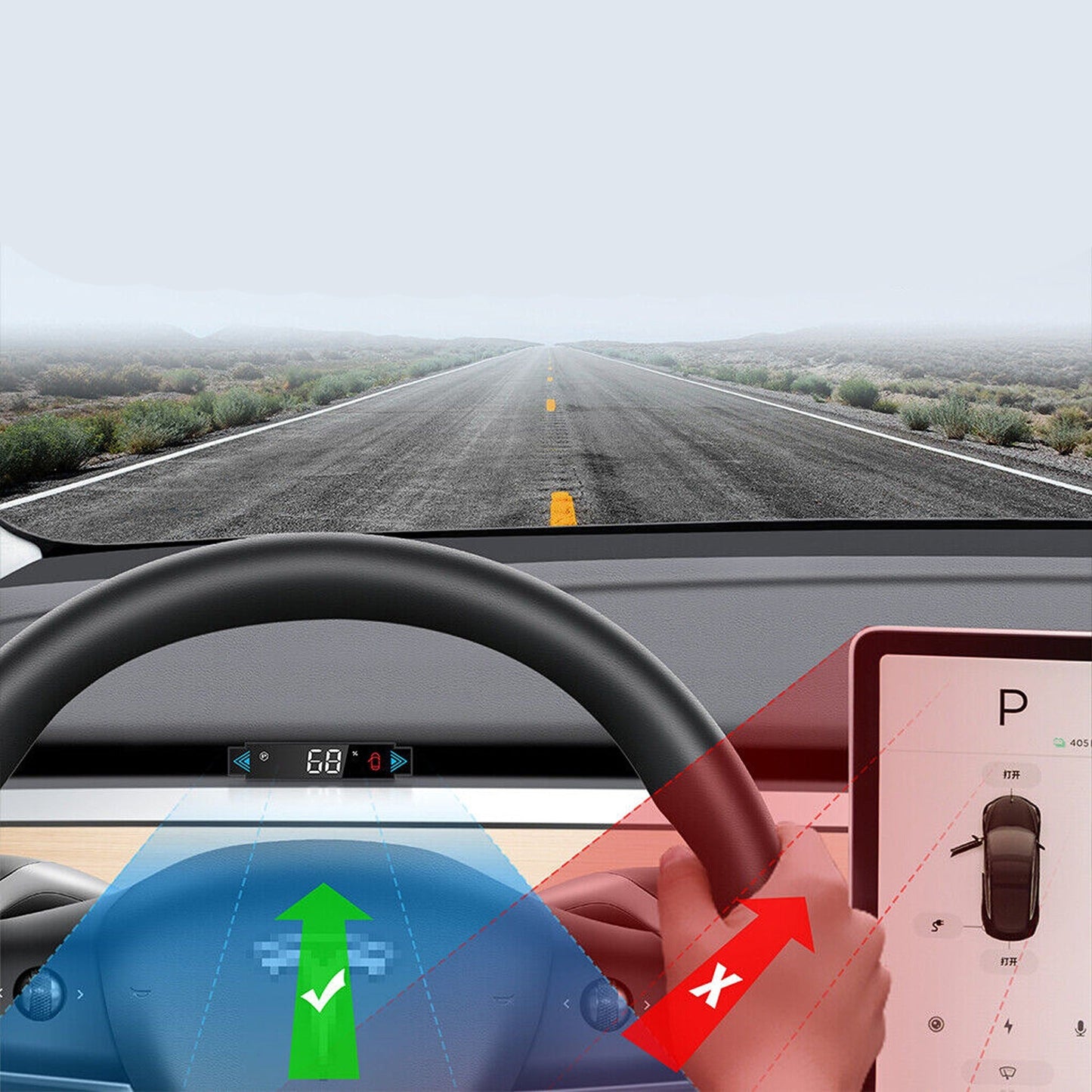 Mini HUD Display Heads Up Speedometer Tesla Model 3 Y Design