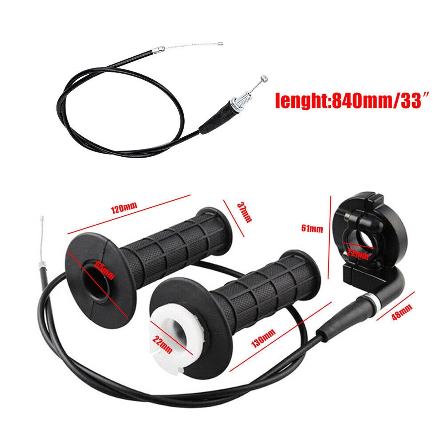 110cc 125cc ATV Dirt Bike Twist Throttle Cable with Grips for Outdoor Racing