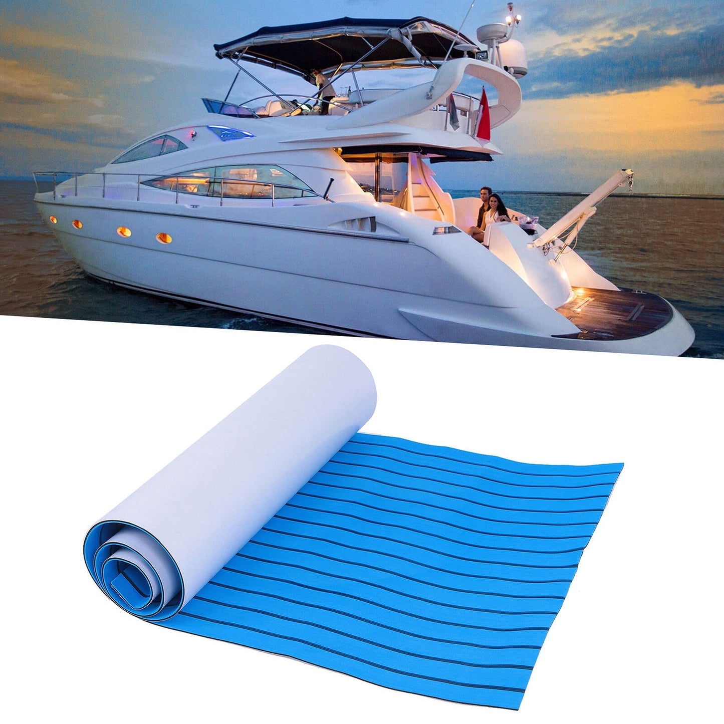 Blue Teak-Like EVA Foam Marine Decking Mat for Boats 90x240cm