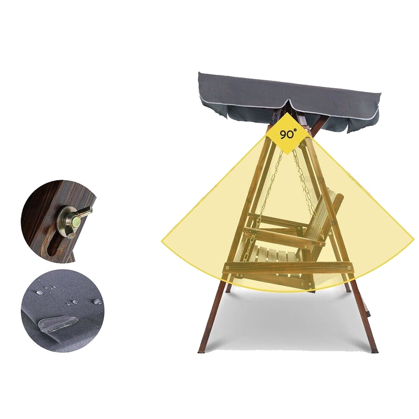 Wooden Outdoor Swing Chair with Canopy Garden Bench Furniture