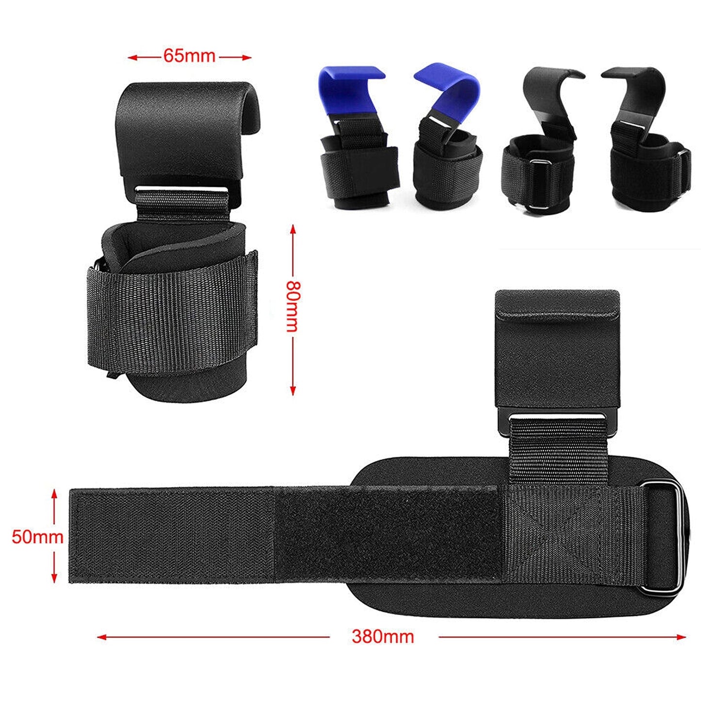 Gym Power Lifting Hooks with Wrist Support Adjustable Straps
