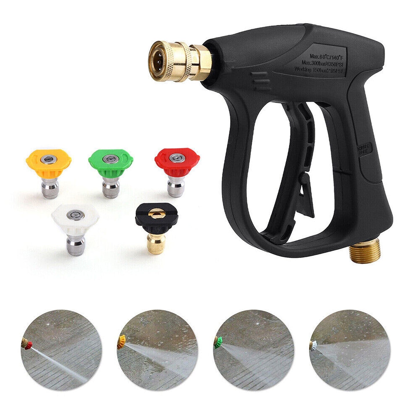 High-Pressure Water Gun for Car Washing with Short Wand and 5 Nozzle Attachments